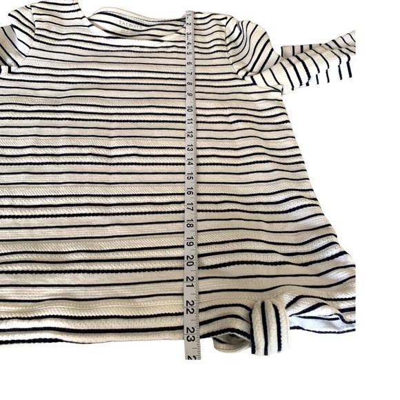 TALBOTS White Black Striped Nautical 100% Cotton knit top tie detail Size M - Picture 4 of 8